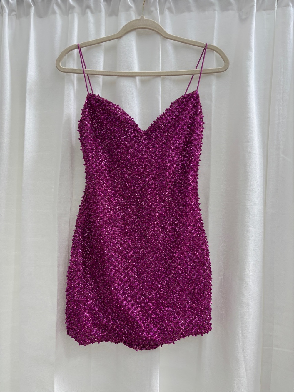 Oh Polly Fuchsia Sequin Spaghetti Strap Mini Dress